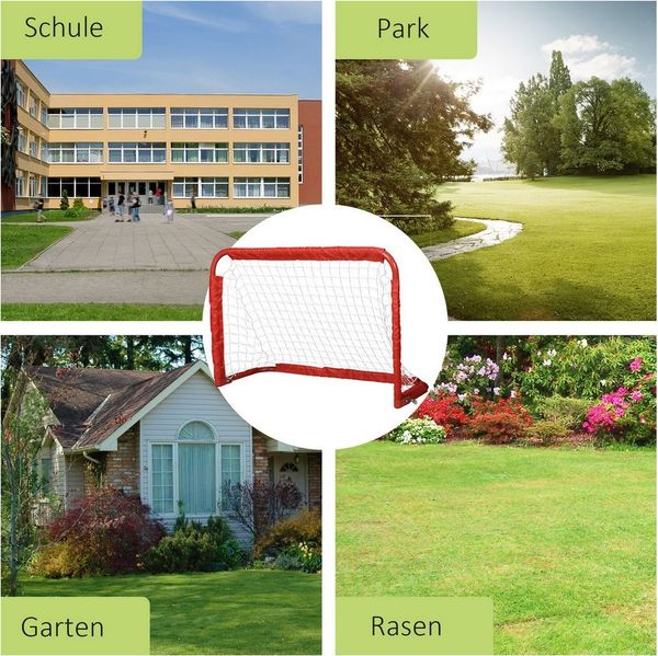 MC Star Fußballtor Set 2er Set Faltbare Minitore aus Stahl Q195 und Tetrolon (Rot 90x36x60 cm für Garten und Spielplatz, 2 St)