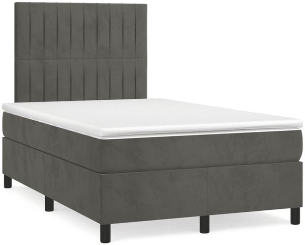 vidaXL Boxspringbett mit Matratze & LED Dunkelgrau 120x190 cm Samt 3270324