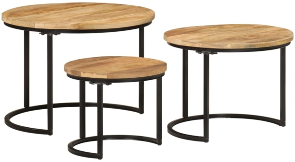 vidaXL Satztische 3 Stk. Raues Massivholz Mango 353901