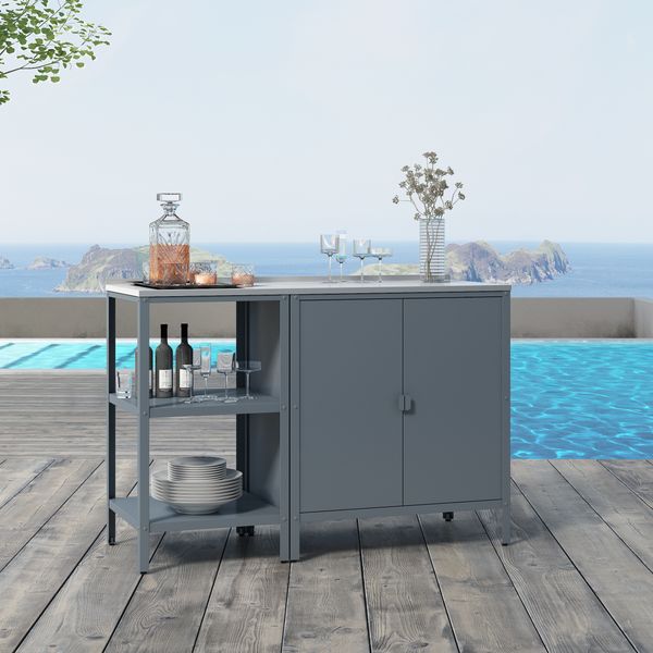 Outdoorset Bolognano Standregal und Schrank Dunkelgrau, matt [casa. pro]