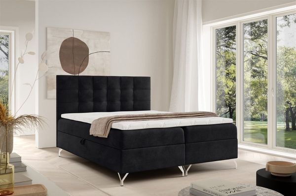 Boxspringbett Schlafzimmerbett CANDELA 200x220cm Stoff Coral Schwarz