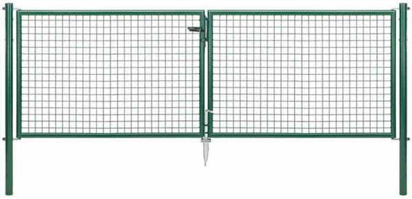 Gartentor 2-flügelig 300x100 cm grün Wellengitter