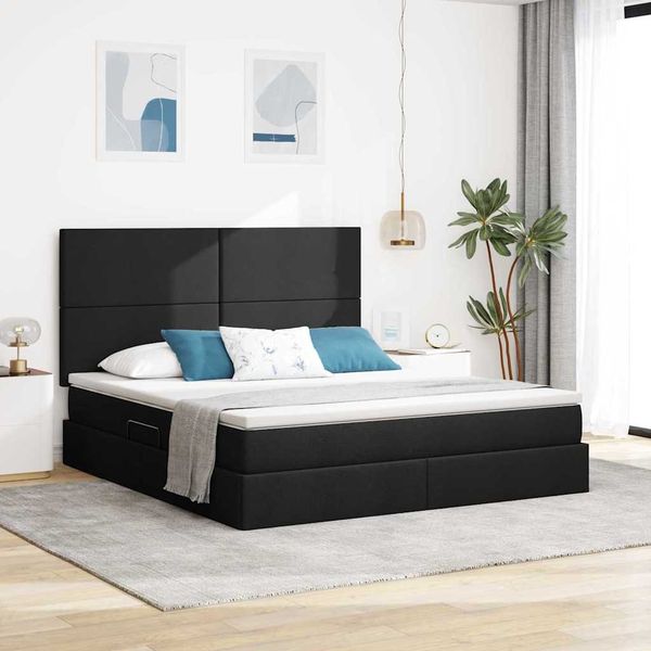 vidaXL Aufbewahrungsbett mit Matratze Schwarz 180 x 200 cm Polyester 3371735