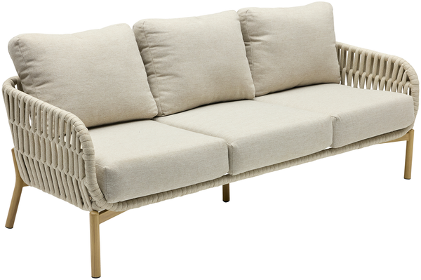 TERRANO Dining-Sofa, 3-Sitzer, Rope 30mm natur, Gestell: Aluminium taupe, inkl. Auflage beige
