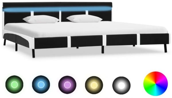Bettgestell mit LED, Kunstleder, schwarz, 180 × 200 cm