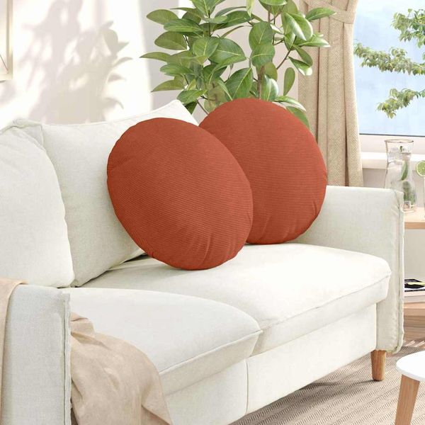 vidaXL Sitzkissen 2 pcs Rot-Orange Ø50 x 19 cm Cordstoff 42014193