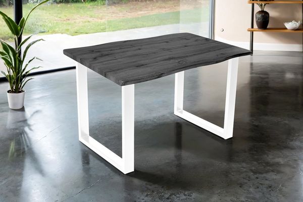 SAM® Esstisch Thoran, Holz-Optik Grau, U-Metallgestell, Baumkante