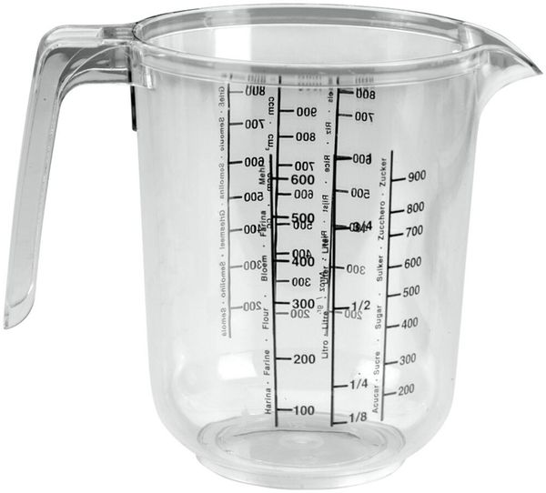 METALTEX Messbecher 1,0 l aus transparentem Kunststoff | Praktischer Küchenhelfer mit gut lesbarer schwarzer Literskala | Präzises Abmessen für Kochen Backen & Vorrat