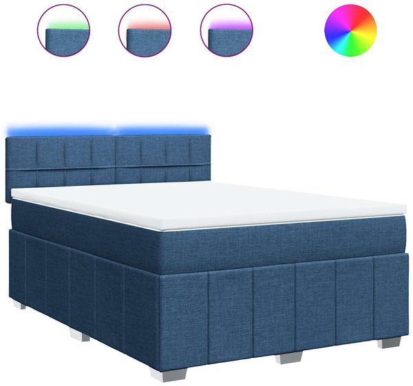 vidaXL Boxspringbett mit Matratze Blau 140x190 cm Stoff 3289369 Bild 2
