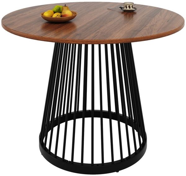 KLAM HOME Esstisch Runder Esstisch (80×80×76cm), Küchen-Esstisch, runder Couchtisch (stilvolle Tischbeine aus Metall, Tischplatte aus MDF-Marmor, Gold), geeignet für Esszimmer, Wohnzimmer