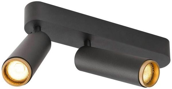 SLV GRIP! M, Deckenaufbauleuchte, double, PHASE, 3000 K, 28 W, 42°, schwarz / gold - Wand- und Deckenleuchten