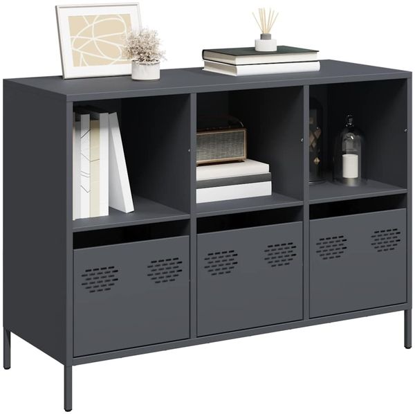 Sideboard, Kommode Anthrazit 101,5x39x73,5 cm Kaltgewalzter Stahl j917p Bild 2