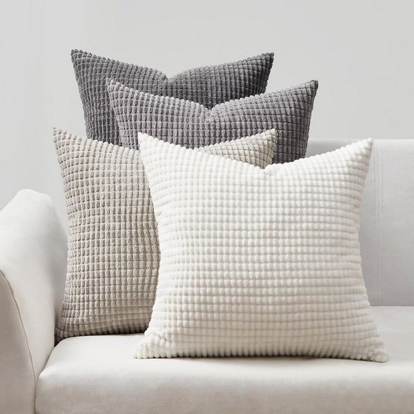 Topfinel Kissenbezug Dekokissenbezug 4er Set 40x40cm aus Cord Samt-Farbverlauf & Weich, Stilvoll & Pflegeleicht & Maschinenwaschbar für Sofa & Wohnzimmer