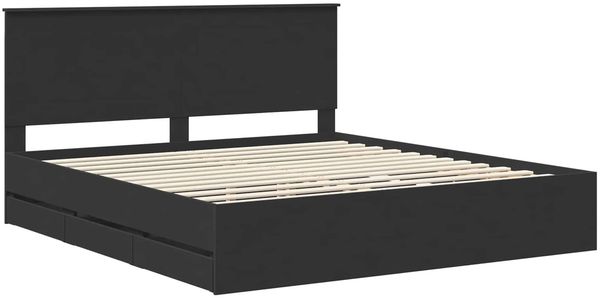 vidaXL Bettrahmen mit Schubladen Schwarz 180 x 200 cm Ingenieurs Holz 3409434 Bild 4