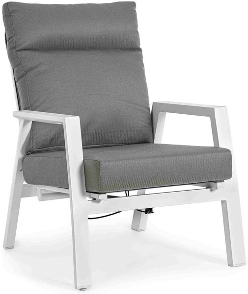 Gartensessel Kledi aus Aluminium, modern verstellbar, gepolstert, weiß-grau, abziehbares Kissen