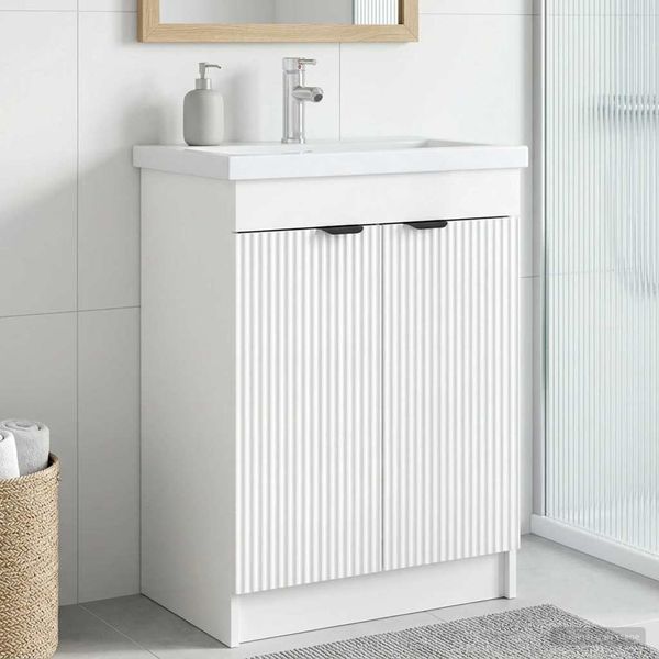 vidaXL Unter dem Waschbecken Badschrank Hochglanz Weiß 890108
