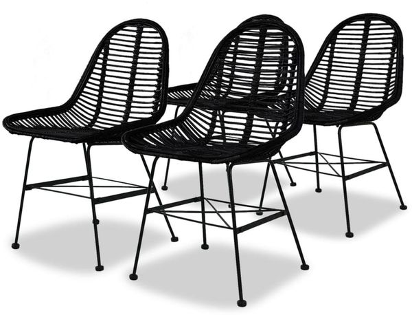 vidaXL Esszimmerstühle 4 Stk. Natur Rattan Schwarz 244572