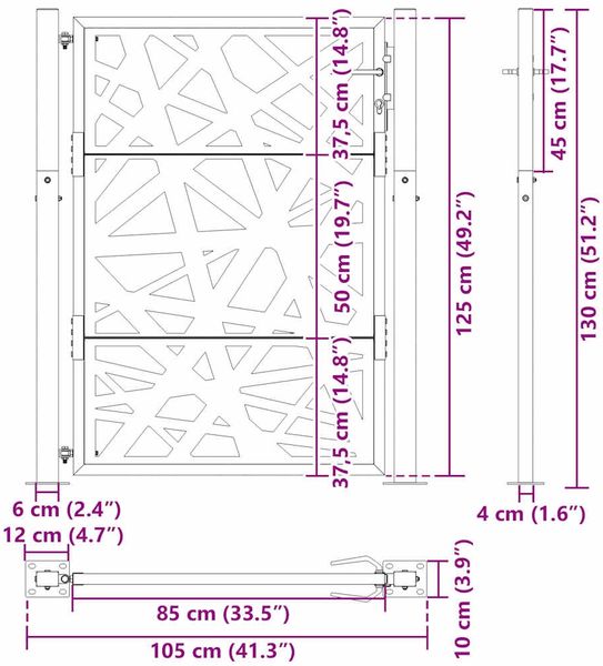 vidaXL Gartentor 100x125 cm Cortenstahl Helles Design 4100955 Bild 11
