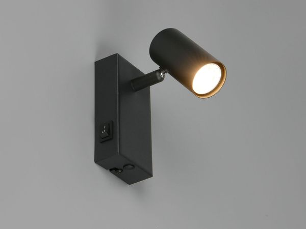Wandstrahler TARYN Schwarz mit Schalter, Breite 6cm
