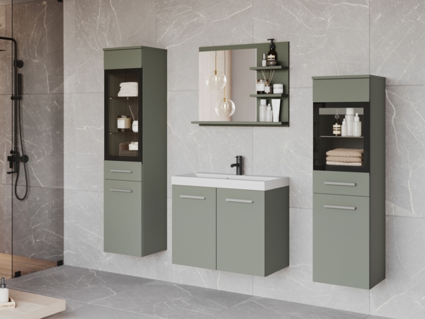 Badmöbel-Set Madrit I (Farbe: Nebelgrün, mit Siphon, ohne Beleuchtung)