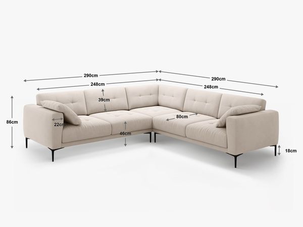 Micadoni Ecksofa Bemy 5-Sitzer Strukturierter Stoff Dunkelblau Bild 6