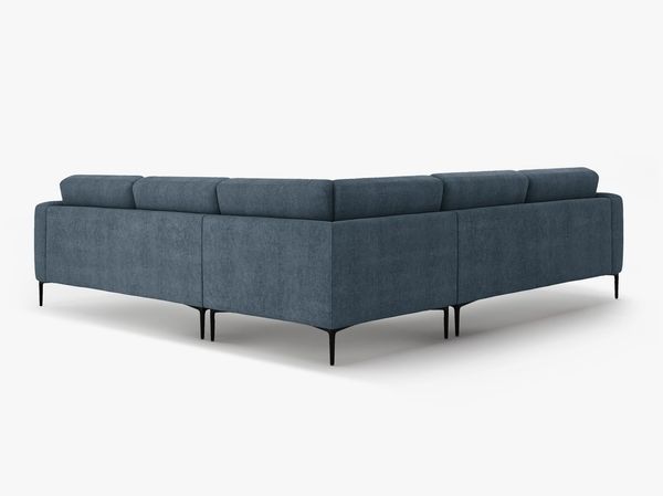 Micadoni Ecksofa Bemy 5-Sitzer Strukturierter Stoff Dunkelblau Bild 3