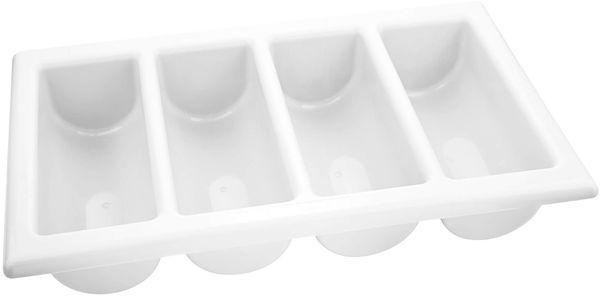 Besteckkasten Gastro, 4 Fächer, Kunststoff, Weiß