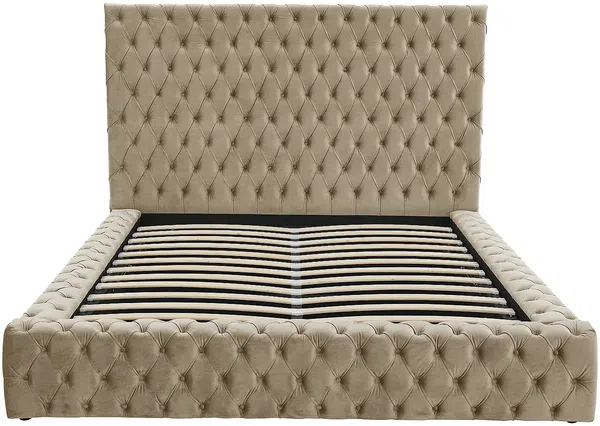 Vente-unique - DULENI Bett SamtStoff Schokoladenbraun - B 230 cm x H 138 cm x L 192 cm Bild 5