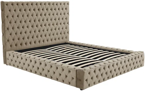Vente-unique - DULENI Bett SamtStoff Schokoladenbraun - B 230 cm x H 138 cm x L 192 cm Bild 4