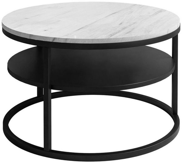 Lookway Couchtisch CIRI SLIM LEVANTO mit Ablage (1 Tisch), Durchmesser: ⌀ 60 cm