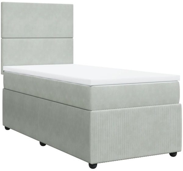 vidaXL Boxspringbett mit Matratze Hellgrau 90x200 cm Samt 3292232