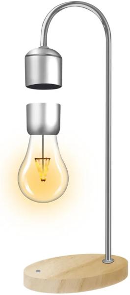 Nacht-/Schreibtischlampe mit Magnetschwebebahn + induktivem Ladegerät Silber