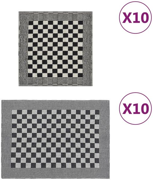 vidaXL 20-tlg. Handtuch-Set Schwarz und Weiß Baumwolle 136292
