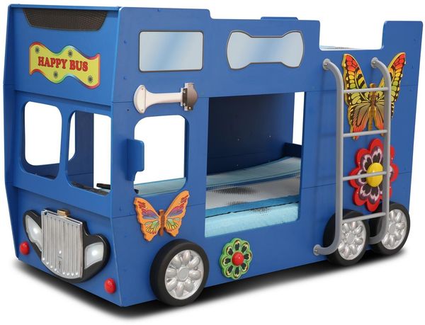 Hochbett Etagenbett Happy Bus mit Matratze & LED Blau Bild 3