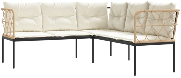 vidaXL Gartensofa in L-Form mit Kissen Schwarz Stahl und Textilene 4008109