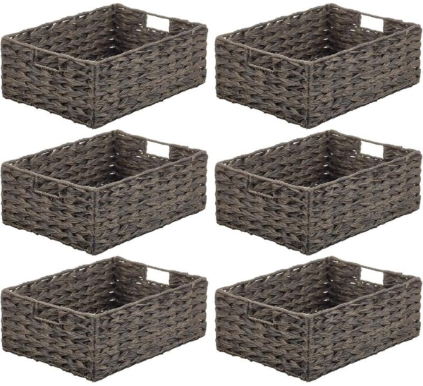 mDesign Aufbewahrungskorb Schrankkorb Organizer 6er Set geflochten Espressobraun