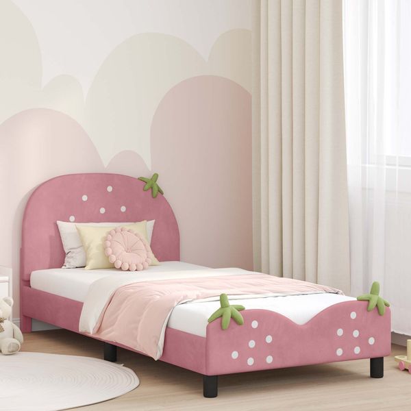 vidaXL Kinderbettgestell mit Kopfteil Rosa 80 x 200 cm Samt 42011076