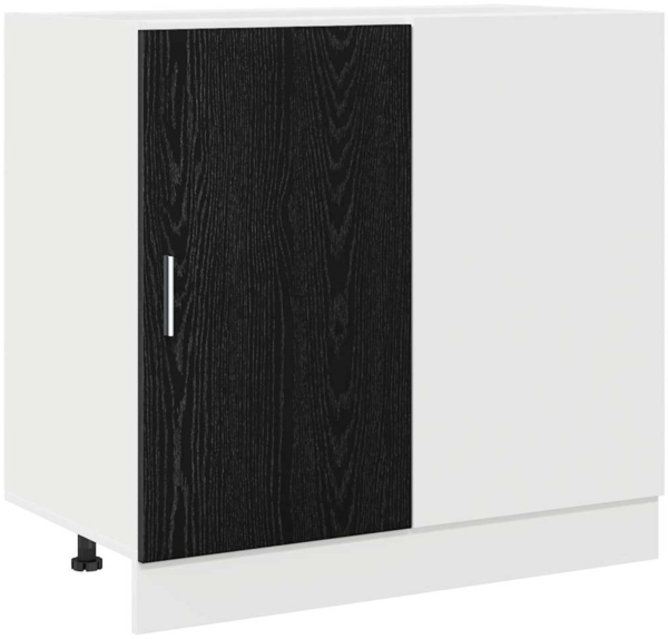 vidaXL Küchen-Eck-Basisschrank Schwarz Eichen-Optik 86 x 46 x 81,5 cm 876721