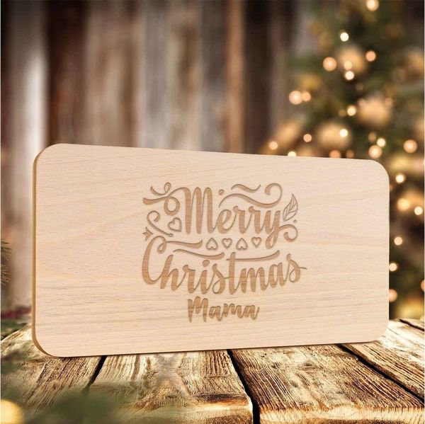 GRAVURZEILE Schneidebrett Frühstücksbrettchen aus Holz mit Gravur - Merry Christmas Mama, Weihnachtsdeko - Geschenke für Kinder Jungen und Mädchen, Zu Weihnachten als Geschenk zum Wichteln und Nikolaus