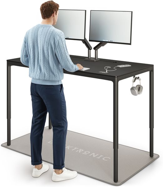 Desktronic Elektrisch höhenverstellbarer Schreibtisch HomeMax 160x80cm Schwarz/Schwarz mit Memory-Funktion, Anti-Kollisions Technologie, USB-A und USB-C-Ladeanschlüssen