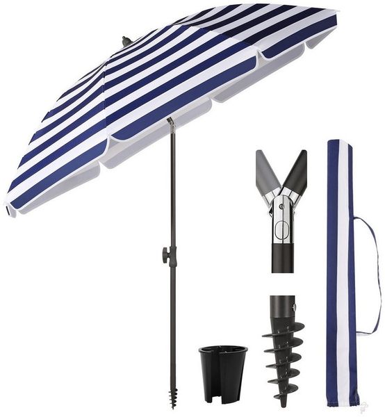 Sekey Sonnenschirm Ø160 cm Sonnenschirm UV50+ Balkonschirm mit Tragetasche und Bodenhülse, LxB: 160,00x160,00 cm, Neigungswinkel und Höhe verstellbar,für Balkon, Garten, Terrasse