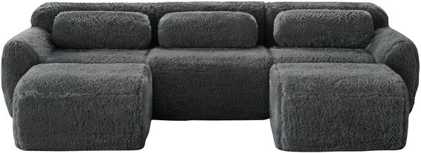 Modulares Ecksofa in U-Form, variabel als 3-Sitzer H 73 x T 291 x B 179 cm aus Plüschstoff Bild 7