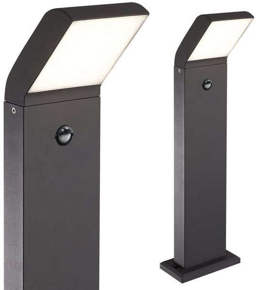 Maxkomfort LED Außen-Stehlampe, Standleuchte mit/ohne Bewegungsmelder, 10W Warmweiß 3000K, mit Bewegungsmelder, LED fest integriert, Warmweiß, 3000K, Außenstandleuchte für Garten, Weg & Eingangsbereich - IP54 10W