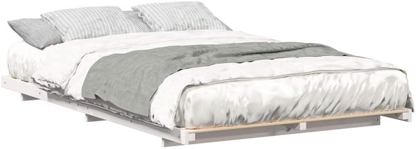 vidaXL Bettrahmen Weiß 135 x 190 cm Massives Kiefernholz 873080 Bild 2