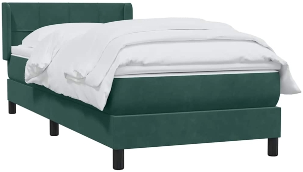 vidaXL Boxspringbett mit Matratze Dunkelgrün 100x210 cm Samt 3318108 Bild 2