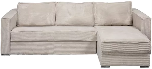 Vente-unique - LORETO Sofa SamtStoff Beige - B 223 cm152 cm x H 90 cm x L 278 cm