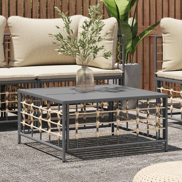 Gartentisch | Couchtisch Anthrazit 70x70x34 cm Poly Rattan