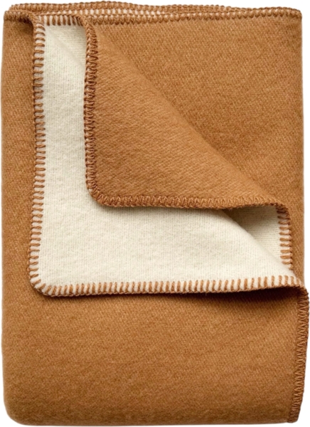 WoolOnly Doubleface Wendedecke Plaid aus norwegischer Wolle 130x200 cm, Camel