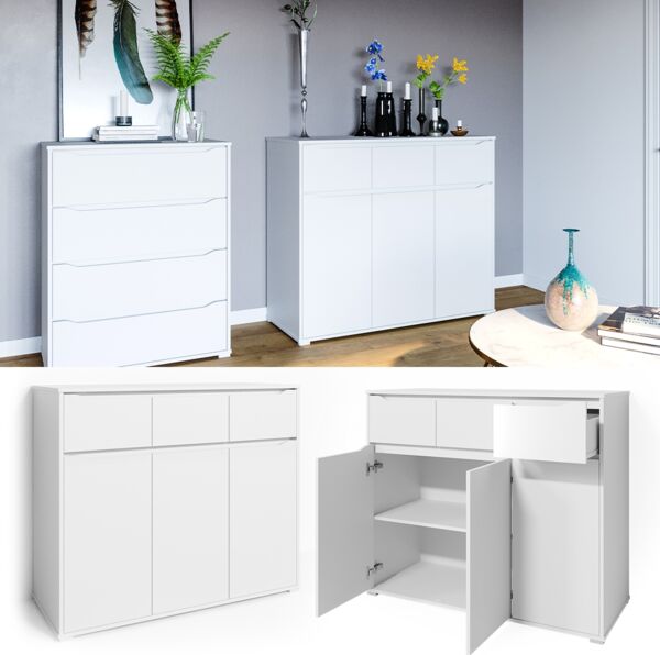 Kommode Ruben Weiß 48 x 101.6 cm mit Schubladen Vicco Bild 2
