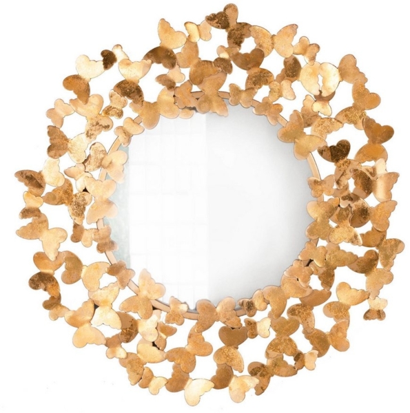 riess-ambiente Wandspiegel BUTTERFLY L 78cm gold, Schlafzimmer · Metall · rund · mit Rahmen · Wohnzimmer · Deko